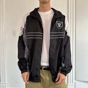 Vintage Retro Oakland Raiders NFL Windbreaker Zip Up Jacket